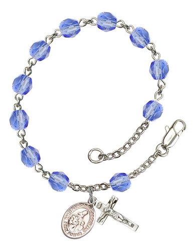 St. Margaret of Scotland Custom Birthstone Rosary Bracelet - Silver