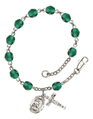 St. Gerard Majella Custom Birthstone Rosary Bracelet - Silver