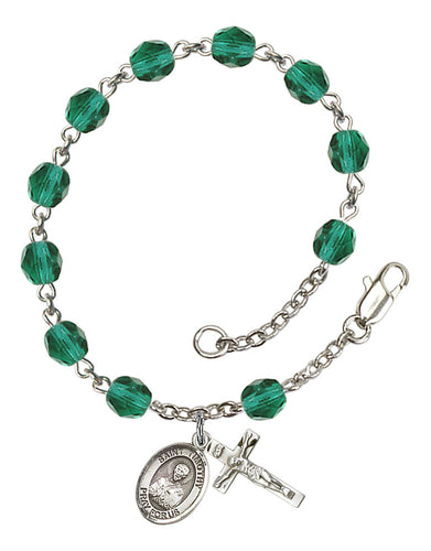 St. Timothy Custom Birthstone Rosary Bracelet - Silver