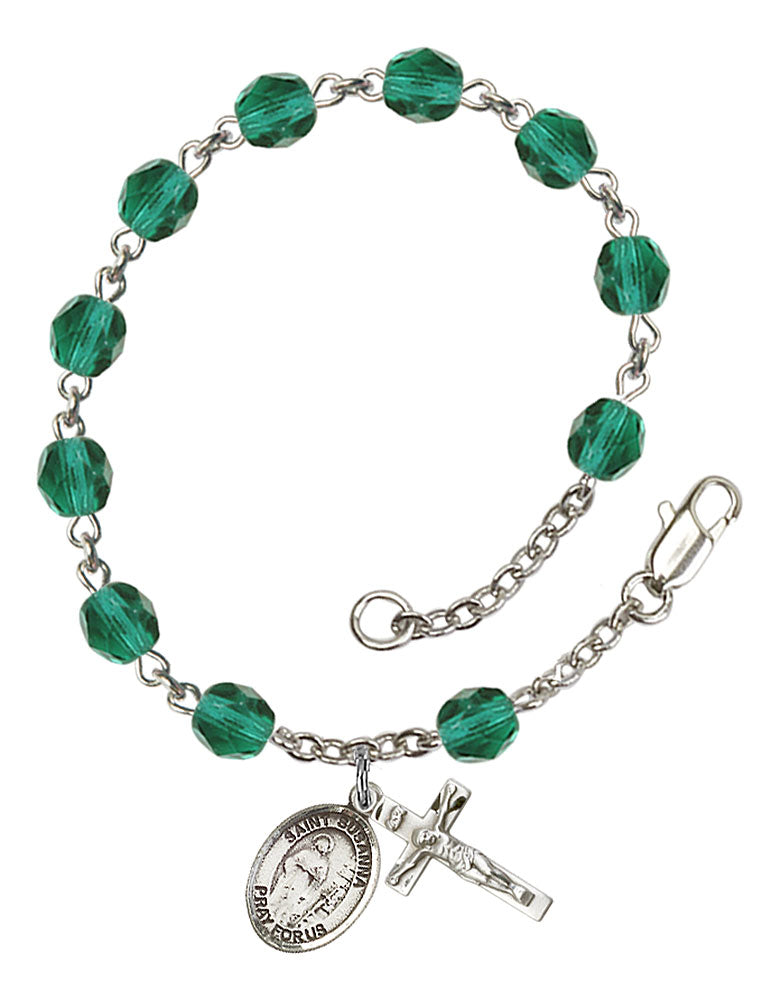 St. Susanna Custom Birthstone Rosary Bracelet - Silver