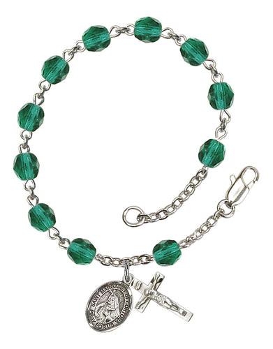 St. Margaret of Cortona Custom Birthstone Rosary Bracelet - Silver