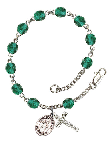 St. Columbkille Custom Birthstone Rosary Bracelet - Silver