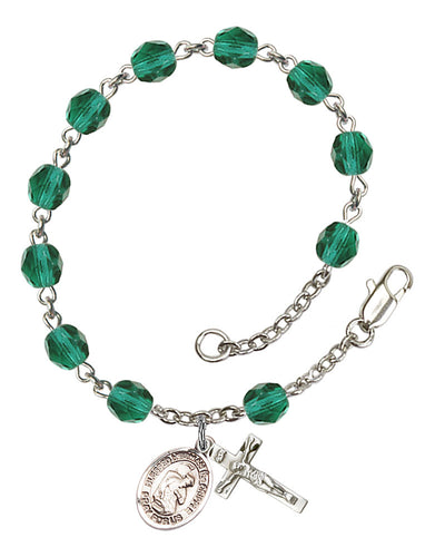Blessed Herman the Cripple Custom Birthstone Rosary Bracelet - Silver