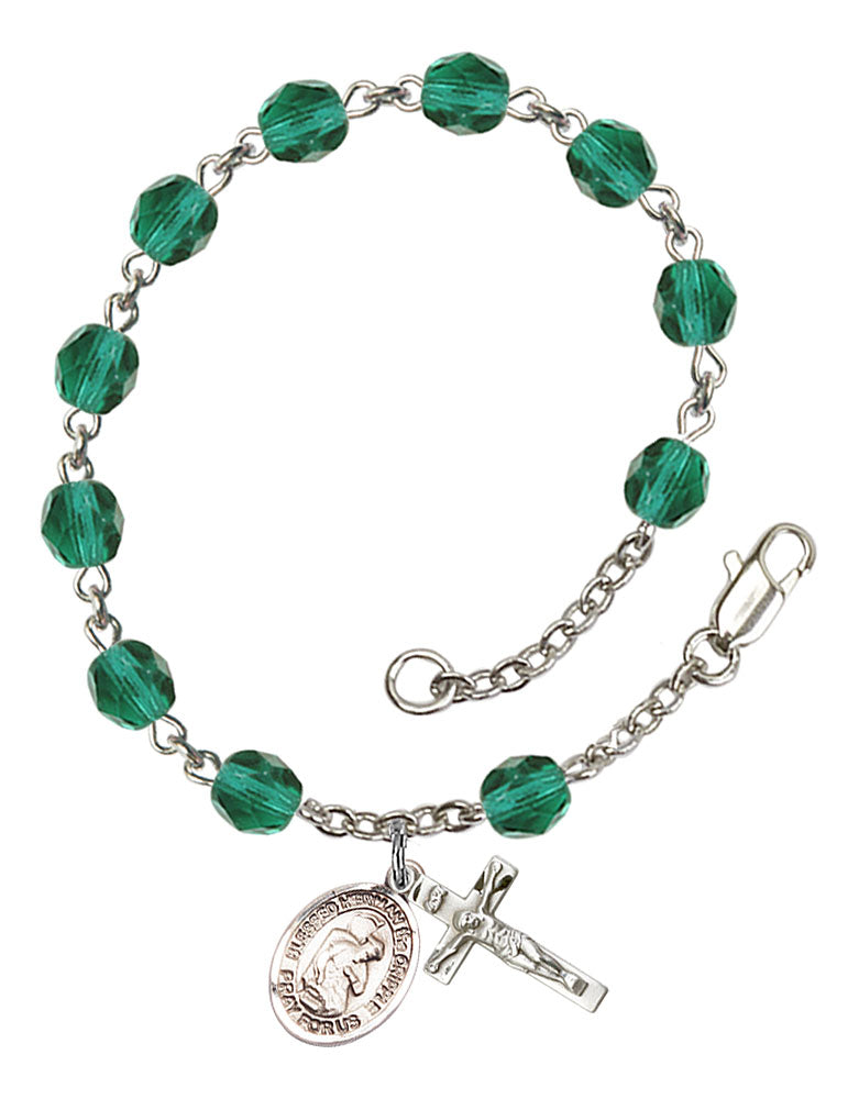 Blessed Herman the Cripple Custom Birthstone Rosary Bracelet - Silver