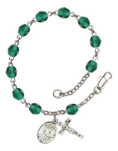 Miraculous Custom Birthstone Rosary Bracelet - Silver